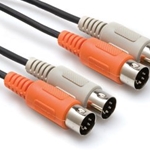 Dual MIDI Cable, Dual 5-pin DIN to Same, 1 m