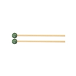 A matched pair of Innovative Percussion IP904 James Ross signature hard xylophone mallets with natural flexible rattan shafts and dark hard plastic heads.