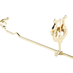Polished Selmer two-piece marching trombone lyre featuring an adjustable tilting head and a spring-loaded music holder clamp