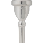 Polished silver-plated Faxx 24AW tuba mouthpiece featuring a deep cup and wide cushion rim layout