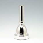 Polished silver-plated Yamaha BB66B tuba mouthpiece displaying its standard rim and semi-shallow cup interior