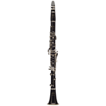 Premium French-crafted Buffet Crampon R13 professional Bb clarinet displaying its hand-selected stained Grenadilla wood body and brilliant silver-plated keywork