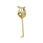 A nickel-plated bent-stem trumpet lyre by Trophy Music Company, showing the heavy-duty spring-loaded music clip and mounting stem.
