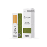 An individual D'Addario Organic Reserve Tenor Saxophone reed in strength 3.0+ showing its certified organic cane construction and filed profile.