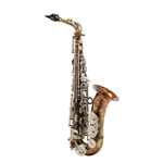 Luxurious German-crafted Julius Keilwerth SX90R professional alto saxophone featuring a vintage raw brass finish, brushed nickel-silver keys, and elegant engraving