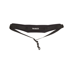 Neotech Soft Sax Strap XL in black featuring a padded neoprene neck piece and a durable black swivel hook attached to nylon webbing.