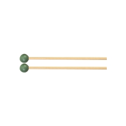 A matched pair of Innovative Percussion IP904 James Ross signature hard xylophone mallets with natural flexible rattan shafts and dark hard plastic heads.