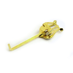 Gold-lacquered Yamaha marching baritone lyre featuring a heavy-duty spring-loaded sheet music clamp