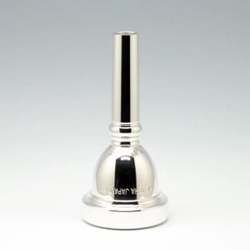 Polished silver-plated Yamaha BB66B tuba mouthpiece displaying its standard rim and semi-shallow cup interior