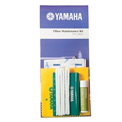A complete Yamaha Oboe Maintenance Kit featuring premium cleaning swabs, cork grease, and pad paper, displayed at MusicMasters in Tallahassee, Florida.