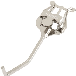 Lacquered Selmer marching mellophone lyre featuring a small shank mounting stem and heavy-duty spring-loaded music clip