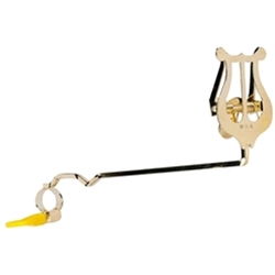 Gold-plated Amplate one-piece marching trombone lyre with a fully adjustable attachment ring and a spring-loaded music clamp