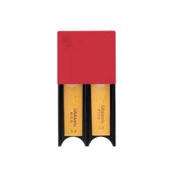Product view of the D'Addario Large Reed Guard DRGRD4TB showcasing the widened slot profiles meant to hold up to four large tenor or baritone saxophone reeds flat.