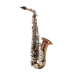 Luxurious German-crafted Julius Keilwerth SX90R professional alto saxophone featuring a vintage raw brass finish, brushed nickel-silver keys, and elegant engraving
